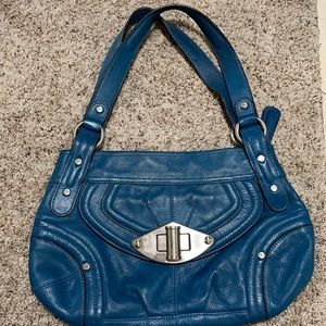 B makowski blue shoulder purse  very soft leather